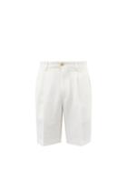 Umit Benan B+ - Pleated Hopsack Shorts - Mens - White