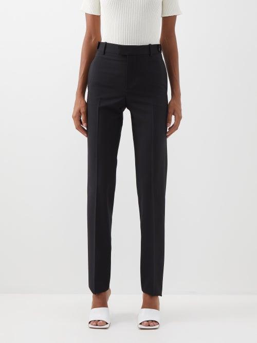 Bottega Veneta - High-rise Wool-twill Trousers - Womens - Black
