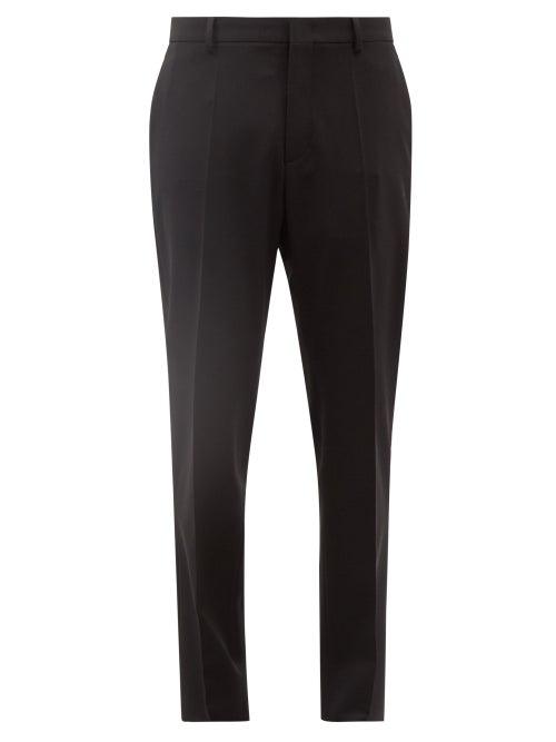 Valentino - Tapered Tropical Wool-blend Trousers - Mens - Black