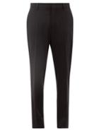 Valentino - Tapered Tropical Wool-blend Trousers - Mens - Black