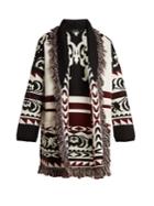 Etro Tribal-embroidered Fringe-trimmed Wool Cardigan