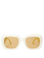 Matchesfashion.com Linda Farrow - Oversized Square Acetate Sunglasses - Womens - White