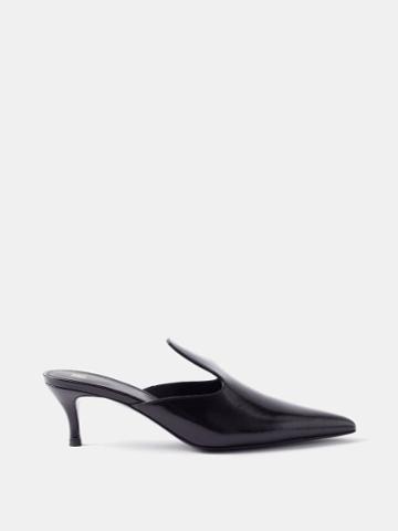 Toteme - The Pencil 50 Patent-leather Mules - Womens - Black