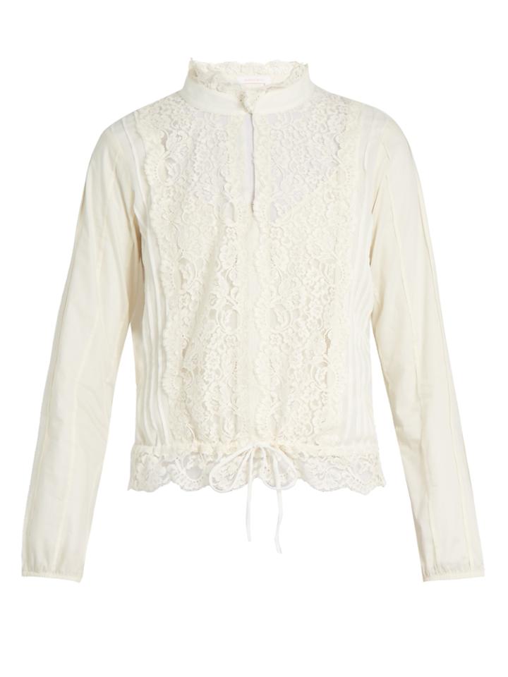 See By Chloé High-neck Lace-insert Blouse