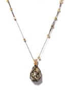 Matchesfashion.com Bottega Veneta - Spotted-stone Gold-plated Necklace - Womens - Black White