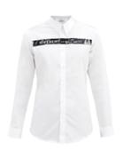Matchesfashion.com Givenchy - Latex-effect Logo-strip Cotton-poplin Shirt - Mens - White Black