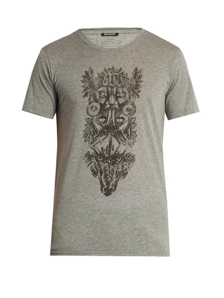 Balmain Totem-print Cotton-jersey T-shirt