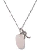 Matchesfashion.com Raf Simons - Logo-charm And Rose-quartz Necklace - Womens - Pink