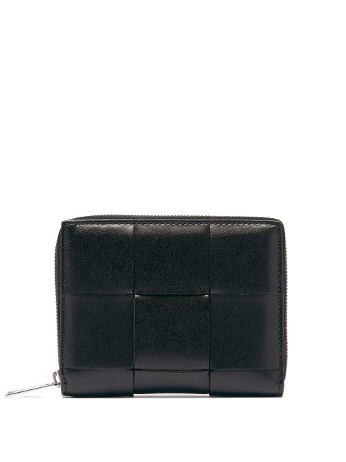 Matchesfashion.com Bottega Veneta - Intrecciato Leather Zip-around Wallet - Mens - Black Silver