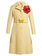 Matchesfashion.com Gucci - Pintucked Butterfly Embellished Belt Coat - Womens - Yellow
