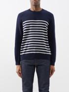 A.p.c. - Striped Cotton And Cashmere-blend Sweater - Mens - Navy Stripe