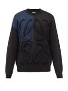 Matchesfashion.com Loewe - Anagram-embroidered Cotton-blend Sweater - Mens - Black Blue