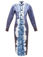 Altuzarra - Ariadne Tie-dye Cotton-blend Poplin Shirt Dress - Womens - Blue Multi