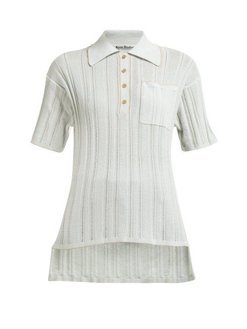 Matchesfashion.com Acne Studios - Karina Ribbed Knit Polo Shirt - Womens - Light Blue