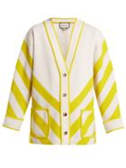 Matchesfashion.com Gucci - Chevron Striped Wool Cardigan - Womens - White Multi