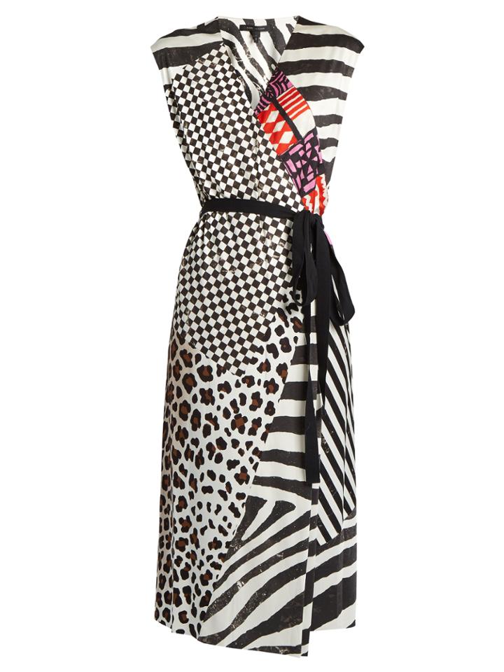 Marc Jacobs Contrast-print Sleeveless Jersey Wrap Dress