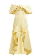 Matchesfashion.com Jonathan Simkhai - Off The Shoulder Gingham Seersucker Dress - Womens - Yellow Multi