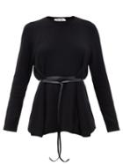 Matchesfashion.com Valentino - Leather-ties Wool-blend Sweater - Womens - Black