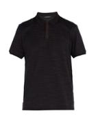 Matchesfashion.com Ermenegildo Zegna - Suede Placket Cotton Polo Shirt - Mens - Navy Multi