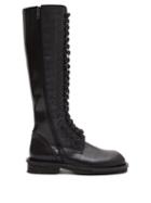Matchesfashion.com Ann Demeulemeester - Knotted Lace Up Leather Boots - Womens - Black