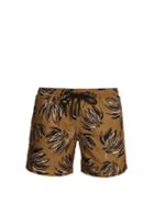 Matchesfashion.com Commas - Banana Leaf Print Swim Shorts - Mens - Brown