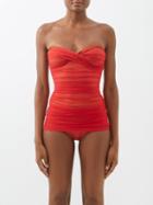 Norma Kamali - Walter Mio Bandeau Ruched Swimsuit - Womens - Red