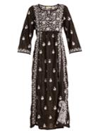 Muzungu Sisters Floral-embroidered Silk Dress