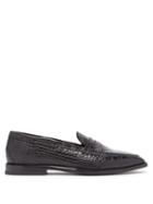Matchesfashion.com Etro - Crocodile-effect Leather Penny Loafers - Mens - Black