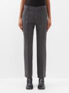 Chlo - Pintucked Wool-blend Suit Trousers - Womens - Charcoal