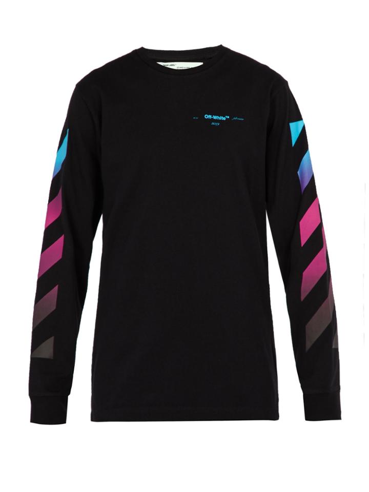 Off-white Diagonal Gradient Long-sleeved Cotton T-shirt