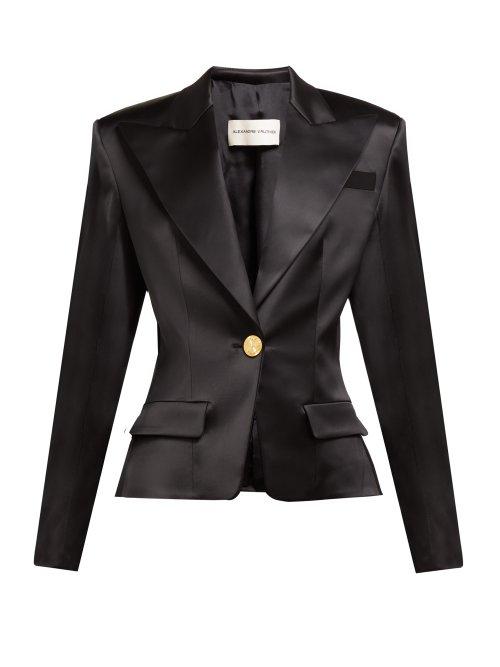 Matchesfashion.com Alexandre Vauthier - Peak Lapel Single Breasted Satin Blazer - Womens - Black