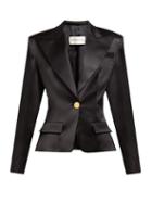 Matchesfashion.com Alexandre Vauthier - Peak Lapel Single Breasted Satin Blazer - Womens - Black