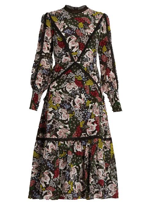 Erdem Orianna Dietrich Garden-print Silk-crepe Dress