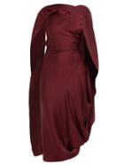 Matchesfashion.com Roland Mouret - Lillico Cape Hammered Silk Midi Dress - Womens - Burgundy