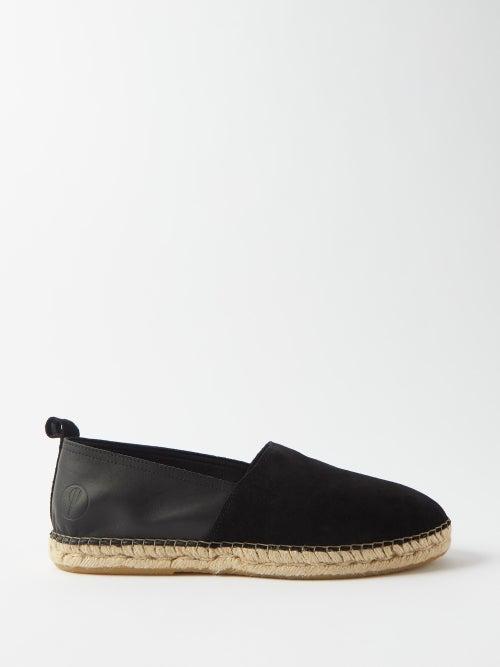 Frescobol Carioca - Helio Suede And Leather Espadrilles - Mens - Black