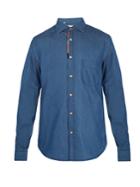 Paul Smith Embroidered Cotton-blend Chambray Shirt