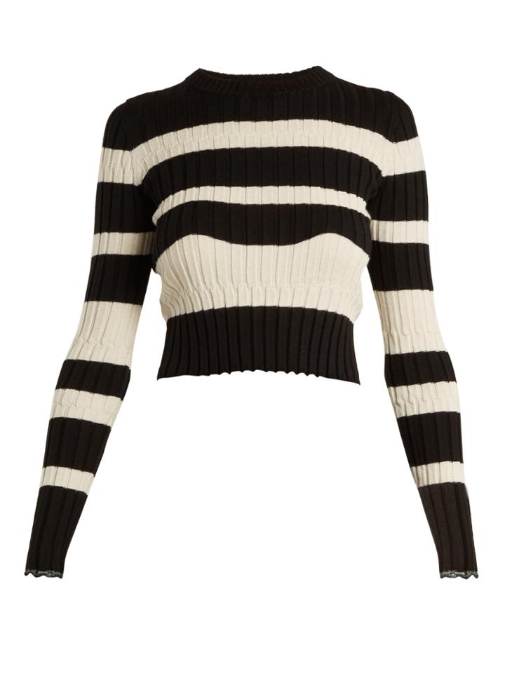 Proenza Schouler Striped Cropped Wool-blend Sweater