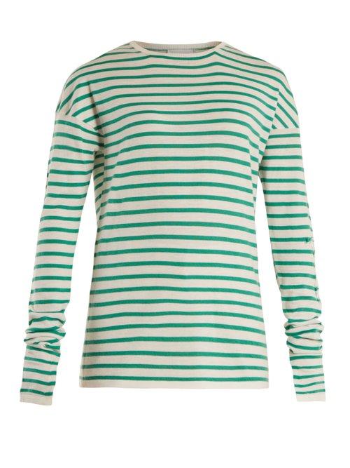 Matchesfashion.com Barrie - Thistle Striped Cashmere Sweater - Womens - Green White