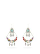 Matchesfashion.com Isabel Marant - Pablo Beaded Silver-tone Drop Earrings - Womens - Yellow Multi