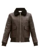 Matchesfashion.com Officine Gnrale - John Shearling-collar Leather Bomber Jacket - Mens - Brown