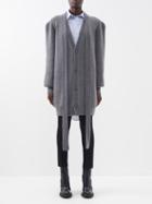 Sa Su Phi - Neck-tie Puff-shoulder Cashmere Cardigan - Womens - Dark Grey