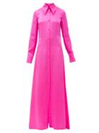 Matchesfashion.com Halpern - Silk-satin Shirt Dress - Womens - Pink