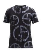 Matchesfashion.com Giorgio Armani - Stippled-logo Jersey T-shirt - Mens - Navy Multi