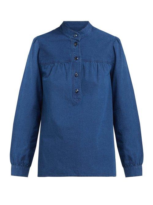 Matchesfashion.com A.p.c. - Loula Cotton Chambray Blouse - Womens - Indigo