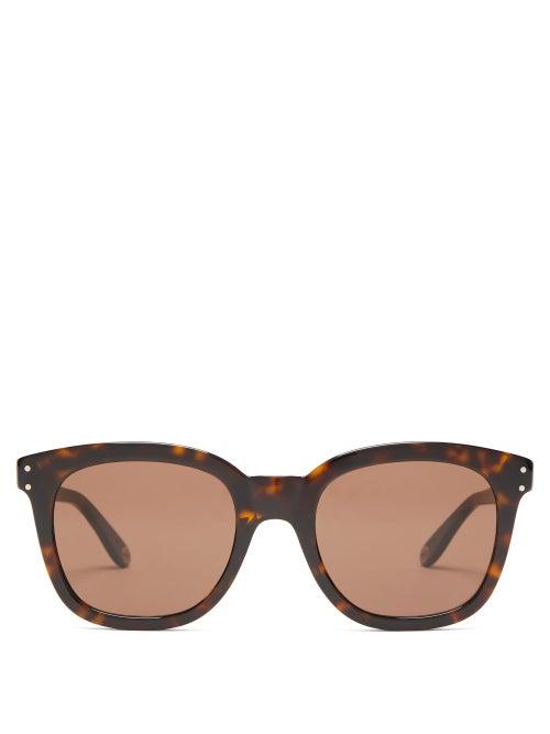 Matchesfashion.com Gucci - Logo Engraved Round Tortoise Acetate Sunglasses - Womens - Tortoiseshell