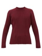 Matchesfashion.com Deveaux - Ribbed Jacquard-knit Sweater - Mens - Burgundy