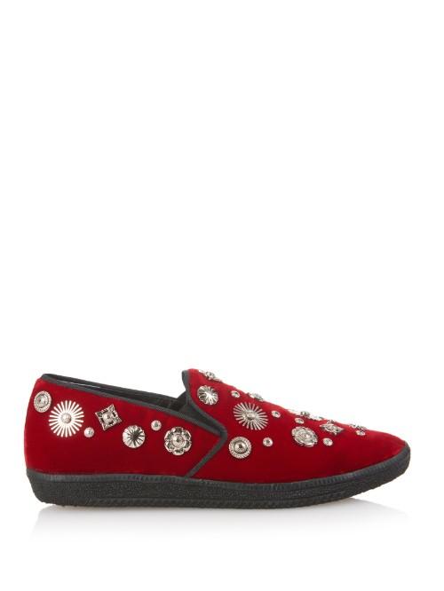 Toga Charm-embellished Velvet Trainers