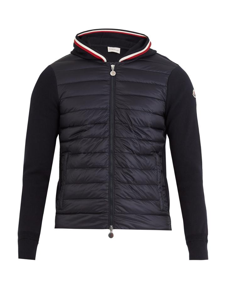 Moncler Hooded Cotton-jersey And Shell Down Jacket