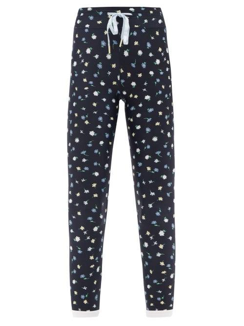 Ladies Activewear The Upside - Daisy-print Cropped Leggings - Womens - Navy Print