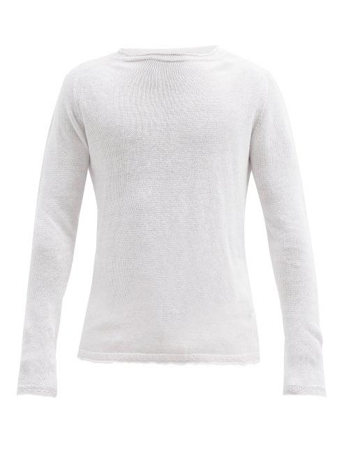 Matchesfashion.com 120% Lino - Rolled-edge Crew-neck Linen Sweater - Mens - White